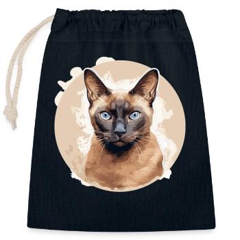 Chat birman Birmanie Katze - Sac cadeau en coton avec cordon (25 x 30 cm) - bleu marine - Devant