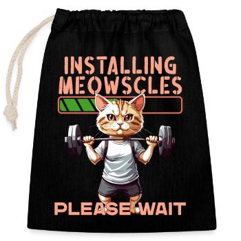 Fitness Chat Musculation Dire Design - Sac cadeau en coton avec cordon (25 x 30 cm) - noir - Devant