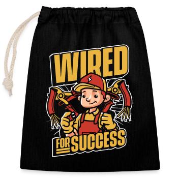 Wired For Success Electronics Technician Electrical Engineer - Closable cotton gift bag (25x30cm) - black - Front