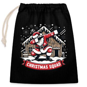 Escouade de Noël - Sac cadeau en coton avec cordon (25 x 30 cm) - noir - Devant