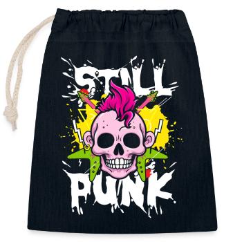 Immer noch Punk | Anti-Establishment-Schädel - Verschließbarer Geschenkbeutel aus Baumwolle (25x30cm) - Navy - Vorne