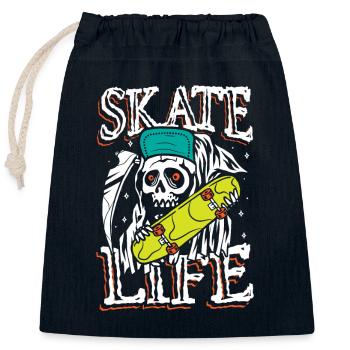 La vie de skate | Crâne punk roulant - Sac cadeau en coton avec cordon (25 x 30 cm) - bleu marine - Devant