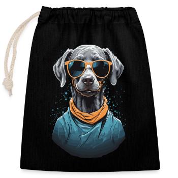 Ästhetischer Weimaraner Hund Streetwear - Verschließbarer Geschenkbeutel aus Baumwolle (25x30cm) - Schwarz - Vorne