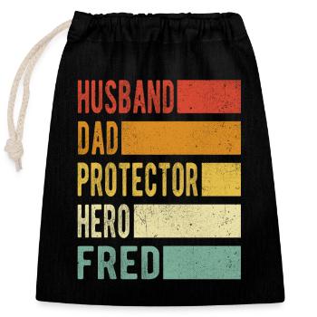Fred Name Dad Gift - Closable cotton gift bag (25x30cm) - black - Front
