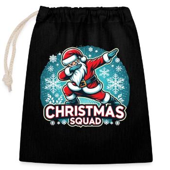 Escouade de Noël - Sac cadeau en coton avec cordon (25 x 30 cm) - noir - Devant