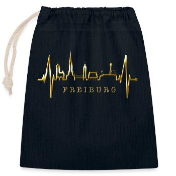 Freiburg im Breisgau Skyline Heartbeat Freiburger - Closable cotton gift bag (25x30cm) - navy - Front