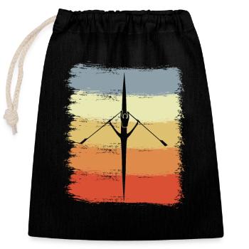 Ruderboot Zeichnung - Verschließbarer Geschenkbeutel aus Baumwolle (25x30cm) - Schwarz - Vorne