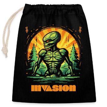 Alien Invasion of Nature - Closable cotton gift bag (25x30cm) - black - Front