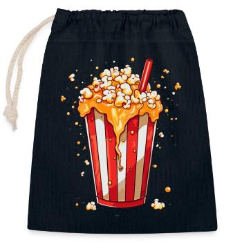 Kino-Sachen: Soda-Getränk, Honigsüßes Popcorn - Verschließbarer Geschenkbeutel aus Baumwolle (25x30cm) - Navy - Vorne