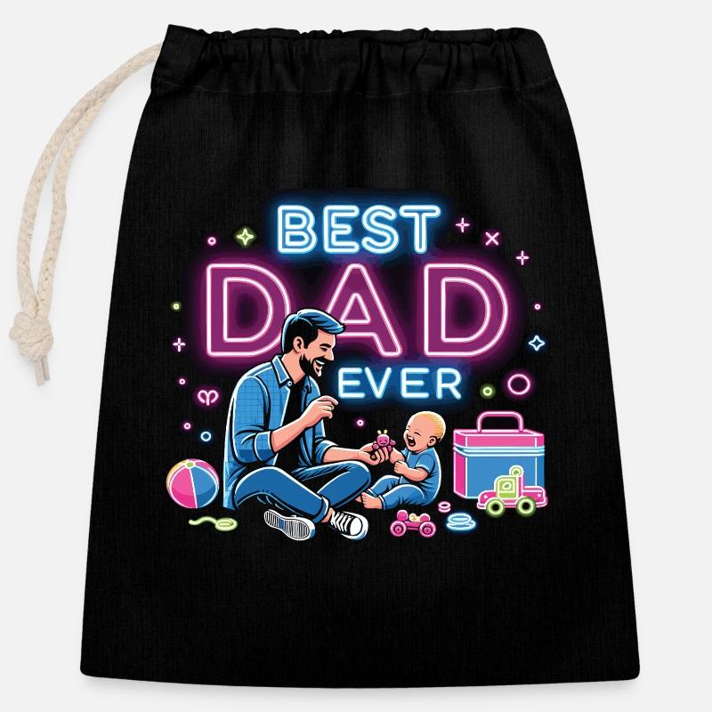Best Dad Ever - Verschließbarer Geschenkbeutel aus Baumwolle (25x30cm) - Schwarz