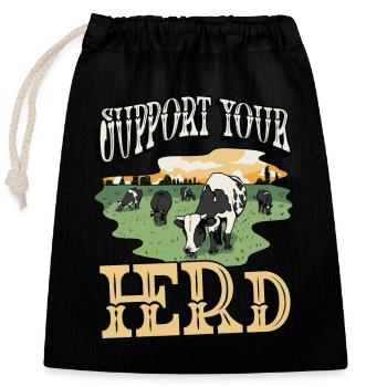 Cattle Farming Support Your Herd Livestock Farmer - Closable cotton gift bag (25x30cm) - black - Front