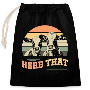 Cattle Farming Herd That Retro Livestock Farmers - Closable cotton gift bag (25x30cm) - black - Front
