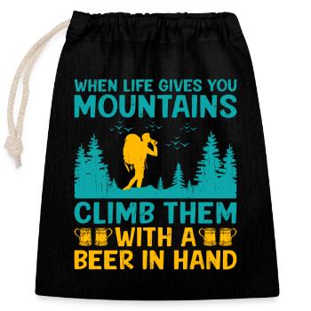 Randonnée Randonneur Nature Trekking Alpinisme en plein air - Sac cadeau en coton avec cordon (25 x 30 cm) - noir - Devant
