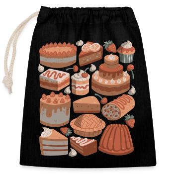 Cakes and pies - Closable cotton gift bag (25x30cm) - black - Front