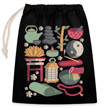 Méditation Zen - Sac cadeau en coton avec cordon (25 x 30 cm) - noir - Devant