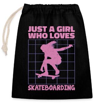 Just A Girl Who Loves Skateboarding Skateboard Ska - Verschließbarer Geschenkbeutel aus Baumwolle (25x30cm) - Schwarz - Vorne