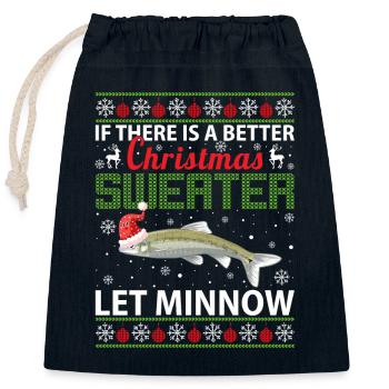 S’il y a un meilleur pull de Noël, laissez Minnow - Sac cadeau en coton avec cordon (25 x 30 cm) - bleu marine - Devant