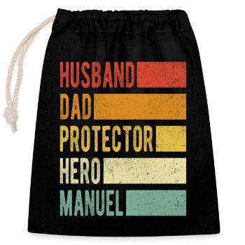 Manuel Name Dad Gift - Closable cotton gift bag (25x30cm) - black - Front