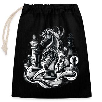 Echecs Elégants Stratégie Echecs - Sac cadeau en coton avec cordon (25 x 30 cm) - noir - Devant