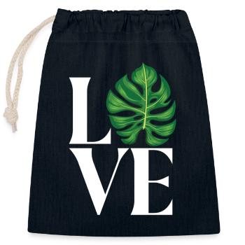 Monstera Deliciosa Albo Plante d’intérieur botanique - Sac cadeau en coton avec cordon (25 x 30 cm) - bleu marine - Devant