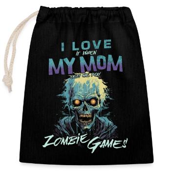 J’adore mes jeux vidéo Mom Zombie pour les gamers - Sac cadeau en coton avec cordon (25 x 30 cm) - noir - Devant