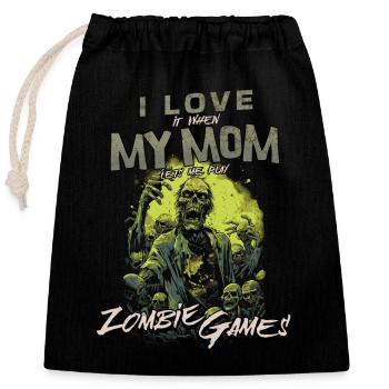 J’aime ma maman Zombie Jeux vidéo pour les joueurs Gamers - Sac cadeau en coton avec cordon (25 x 30 cm) - noir - Devant