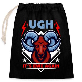 Sheep And Goat Farming Ugh It's Ewe Again Breeder - Closable cotton gift bag (25x30cm) - black - Front