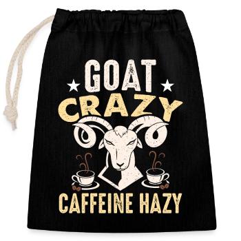 Élevage de moutons et de chèvres Élevage de chèvres Crazy Caffeine Farming - Sac cadeau en coton avec cordon (25 x 30 cm) - noir - Devant