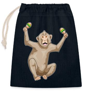Monkey Musician Rattle Music - Closable cotton gift bag (25x30cm) - navy - Front