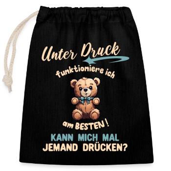 Lustige Kollegen Sprüche Teddybär Geschenkideen - Verschließbarer Geschenkbeutel aus Baumwolle (25x30cm) - Schwarz - Vorne