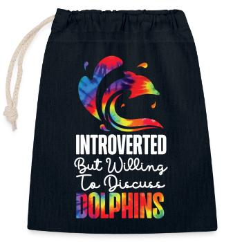Dolphin Tie Dye Introverted But - Closable cotton gift bag (25x30cm) - navy - Front