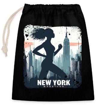 Läuferin Skyline NYC - Verschließbarer Geschenkbeutel aus Baumwolle (25x30cm) - Schwarz - Vorne