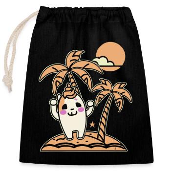 Heureux sur une île déserte - Sac cadeau en coton avec cordon (25 x 30 cm) - noir - Devant