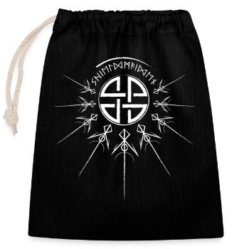 Bouclier jeune fille, écriture runique, nœud viking, nordique - Sac cadeau en coton avec cordon (25 x 30 cm) - noir - Devant
