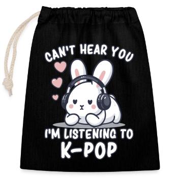K-Pop KPop Korean Music Bunny - Closable cotton gift bag (25x30cm) - black - Front