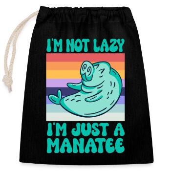 Vintage Manatee Cute Sea Cow - Closable cotton gift bag (25x30cm) - black - Front