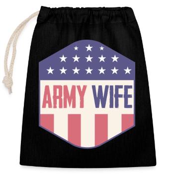Army Wife Military Mom - Closable cotton gift bag (25x30cm) - black - Front