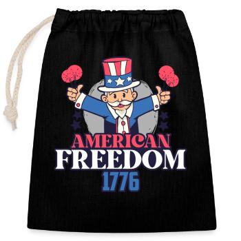 American Freedom Eagle 4th Of July Patriotic - Closable cotton gift bag (25x30cm) - black - Front