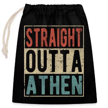 Straight outta Athen - Closable cotton gift bag (25x30cm) - black - Front