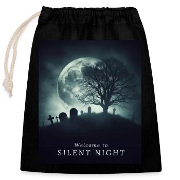 Welcome to Silent Night - Closable cotton gift bag (25x30cm) - black - Front