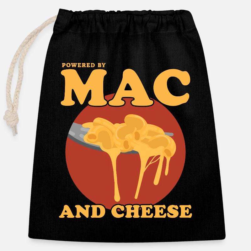 Makkaroni und Käse Mac and Cheese Geschenk - Verschließbarer Geschenkbeutel aus Baumwolle (25x30cm) - Schwarz