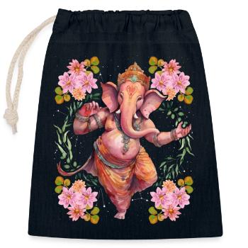 Hindu God Ganesha, Ganesh Illustration - Closable cotton gift bag (25x30cm) - navy - Front