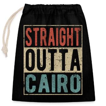 Tout droit sorti du Caire - Sac cadeau en coton avec cordon (25 x 30 cm) - noir - Devant