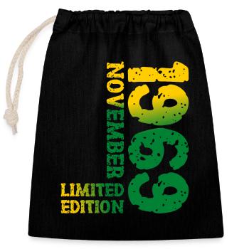 1969 November Limited Edition 54th Birthday Decoration - Closable cotton gift bag (25x30cm) - black - Front