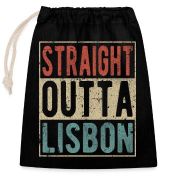 Straight outta Lisbon - Closable cotton gift bag (25x30cm) - black - Front
