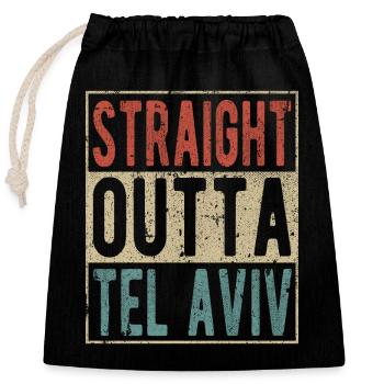 Tout droit sorti de Tel Aviv - Sac cadeau en coton avec cordon (25 x 30 cm) - noir - Devant