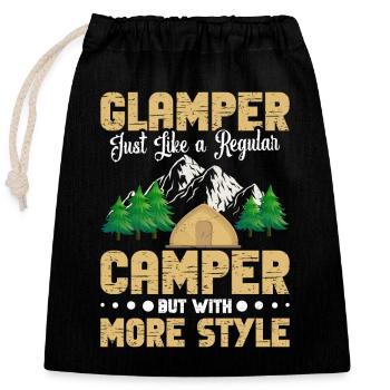 Glamper Gear Mountains Randonnée et camping Glamping - Sac cadeau en coton avec cordon (25 x 30 cm) - noir - Devant