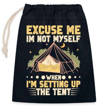 Équipement de camping pour hommes Tente de camping Randonnée - Sac cadeau en coton avec cordon (25 x 30 cm) - bleu marine - Devant