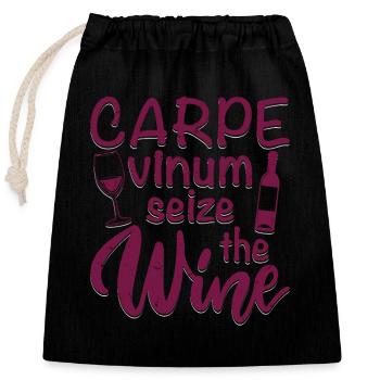 Carpe Vinum Saisir Le Vignoble Viticole - Sac cadeau en coton avec cordon (25 x 30 cm) - noir - Devant