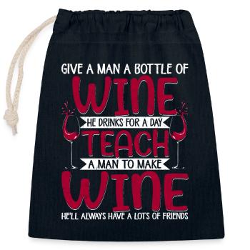 Offrez à un homme une bouteille de vin Vintner Winery - Sac cadeau en coton avec cordon (25 x 30 cm) - bleu marine - Devant